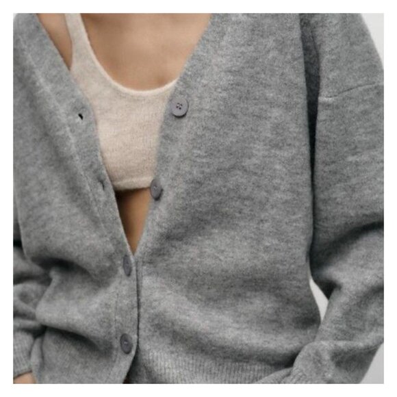Zara Softknit Cardigan Grey Size M - Picture 6 of 8
